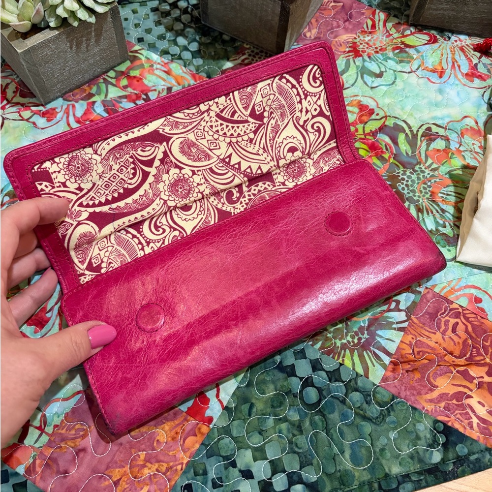 HOBO Pink Clutch with Paisley Interior